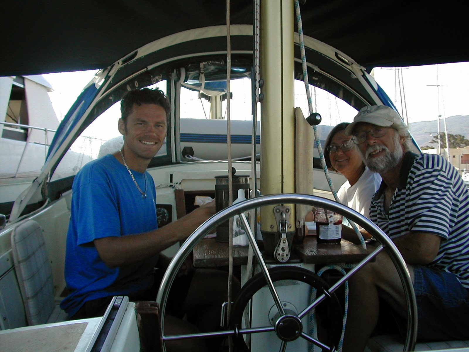 Aram with Linford and Janet, Sailing Acts 2004