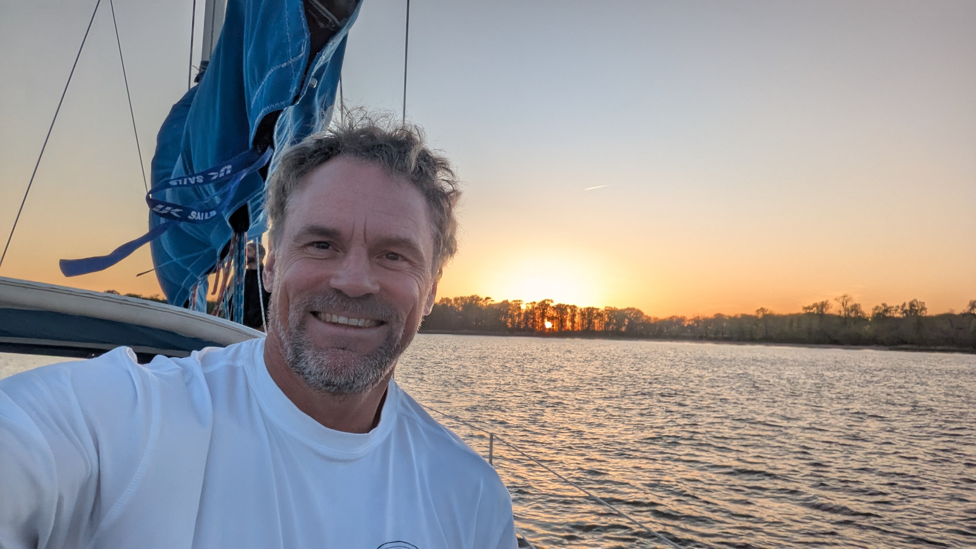 Aram DiGennaro sailing at sunset, 2025