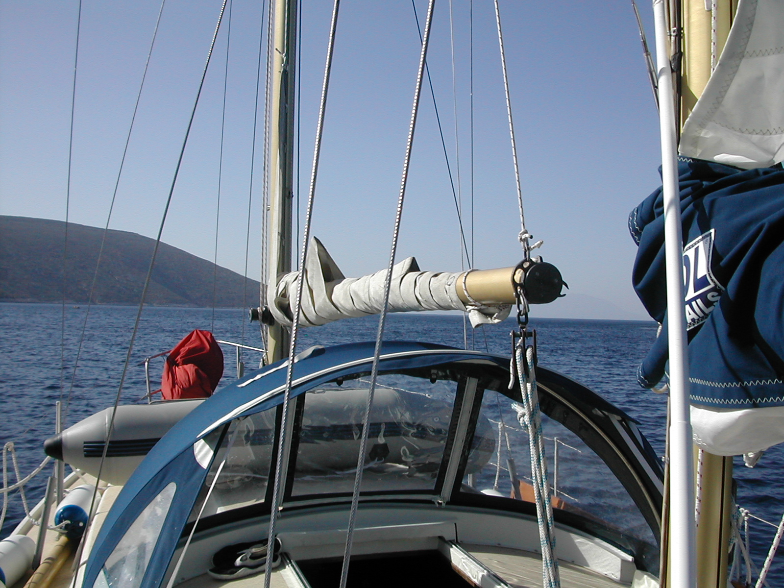 View from the bow underway, Aegean islands ahead