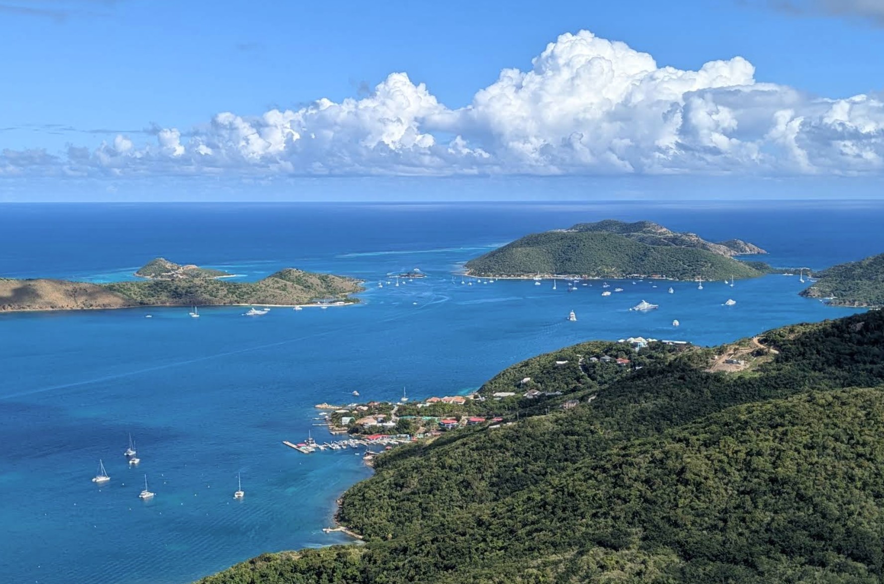 Aerial view of anchorages and islands, Virgin Gorda